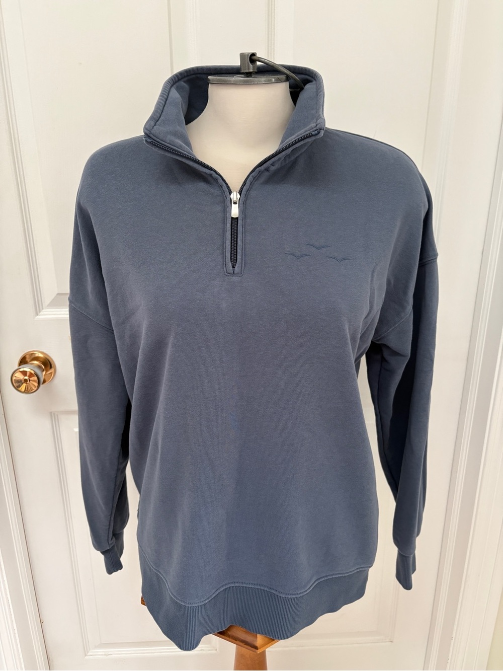 Lazypants Quarter-Zip Pullover Sweater - Slate Blue ladies large